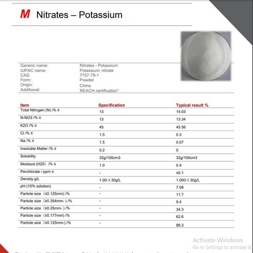 2nd M Nitrates 25kg Potassium Nitrates Nitro Potash Manuchar Agro Belgium Soluble Fertilizer Nitropotash