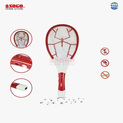 Sogo Rechargeable Insect Killer Racket Electric Mosquito Killer Dengue Mosquitos Swatter With Led Light Long Battery Eco Friendly