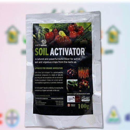 Soil Activator 100GM A natural and powerful biofertilizer for active soil and vigorous crops from the roots up Earth Alive OMRI Canada Bacillus subtilis, Bacillus AMYLOLIQUEFACIENS, PSEUDOMONAS MONTELII